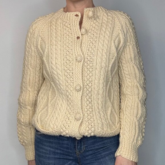 Vintage‎ Joseph F. Heron Hand-Knit Wool Cardigan Sweater - Picture 1 of 10